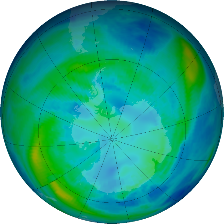 Antarctic ozone map for 19 April 1998